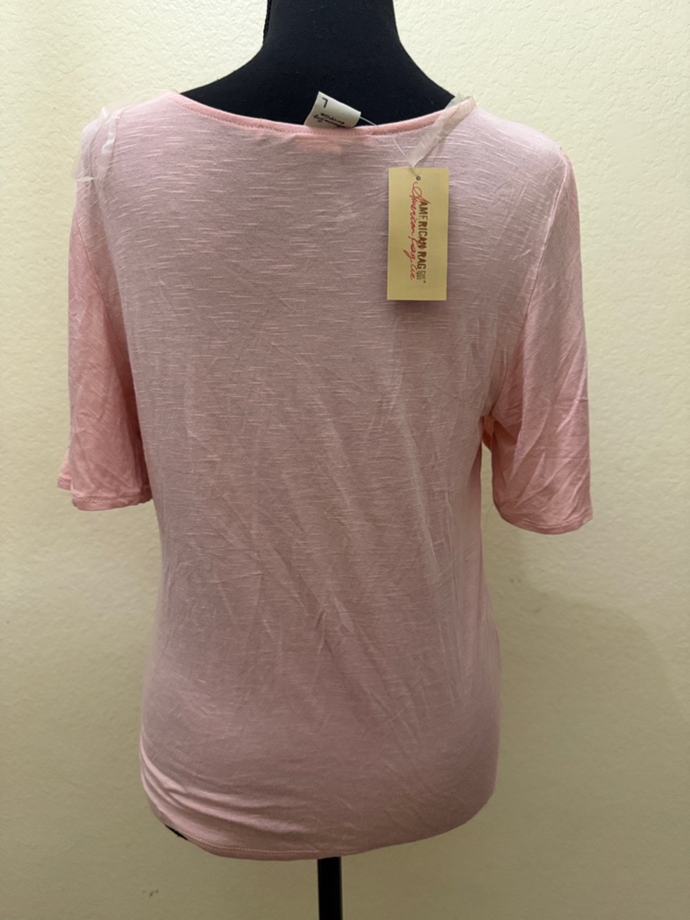 Women's Light Pink Twist-Front Short Sleeve Top - Picture 2 of 3